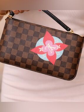 Louis Vuitton Damier Ebene Wristlet Pouch (Custom Design)